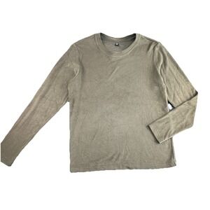 Uniqlo Heattech Olive Green Long Sleeve Top Womens Medium Crewneck Soft Pullover